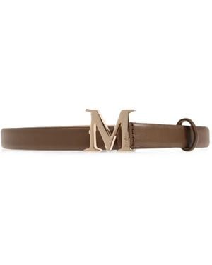 Max Mara M-Logo Leather Belt - White