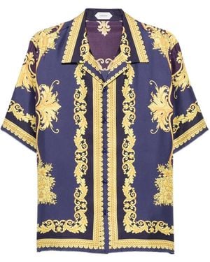 Versace Camisa Con Estampado Barocco - Azul