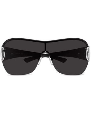 Gucci Horsebit Shield-Frame Sunglasses - Black