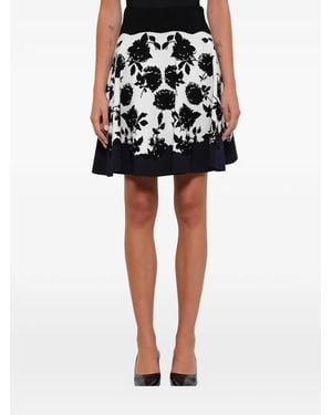 McQueen Floral A-Line Skirt - Black