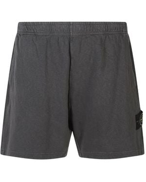Stone Island 6200014 Malfilé Fleece 'Old' Effect Shorts - Black