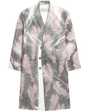 Dries Van Noten Printed Double-Breasted Coat - Grey
