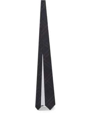 Burberry Check Silk Tie - White