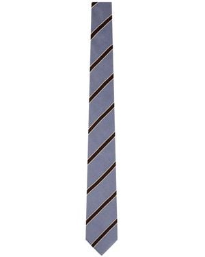 Corneliani Diagonal-Stripe Silk Tie - Blue