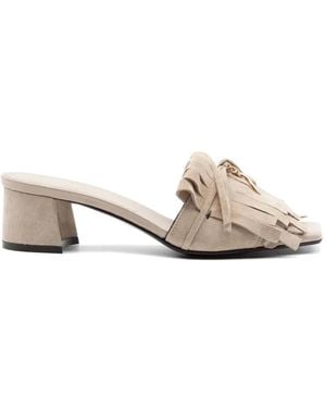 DONNARì Fringe Sabot Sandals - White