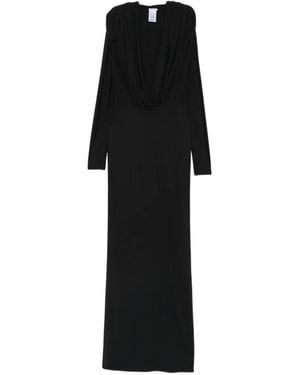 Amazuìn Abito Lungo Rasha Con Scollo A V - Nero