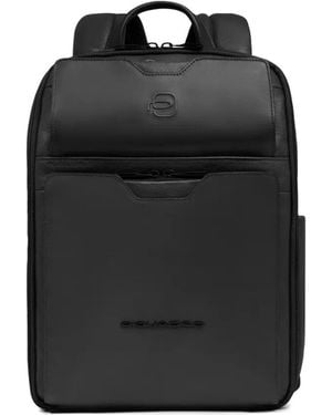 Piquadro Leather Laptop Backpack - Black