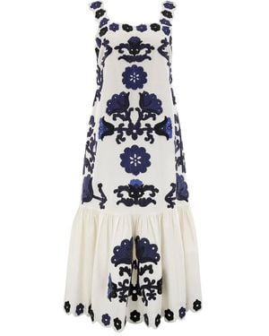 Sea Catrine applique-floral midi dress - Weiß