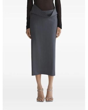 Mugler Pinstripe Split Skirt - Black