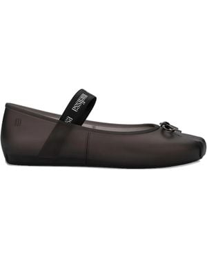 Melissa Sophie Fem Bow-Detail Ballet Flats - Black