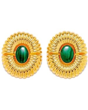 D'Estree Embossed Stud Earrings - Yellow