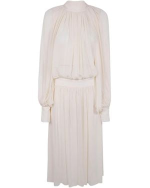 Semicouture ギャザー ドレス - ホワイト