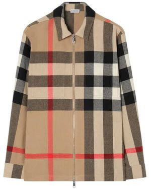 Burberry Karierte Hemdjacke Aus Wolle - Braun