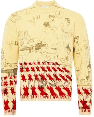 JW Anderson Sketch-Houndstooth Jumper - White