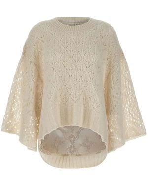 Maurizio Mykonos Lace-Panel Open-Knit Jumper - Natural