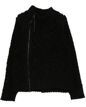 The Viridi-anne Mesh Zip-Up Sweater - Black