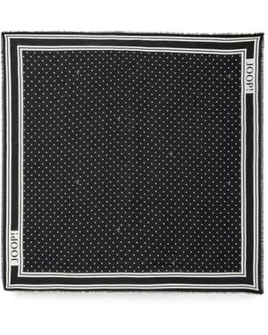 Joop! Adaliz Polka-Dot Fringed-Trim Scarf - Black