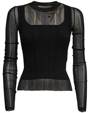 Sportmax Long-Sleeve Ribbed Knitwear - Black