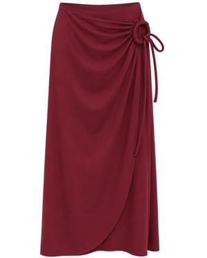 Max Mara Wrap-Style Midi Skirt - Red