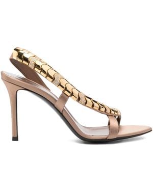 Giuseppe Zanotti 105Mm Gz Dafne Chain-Embellished Slingback Sandals - Metallic