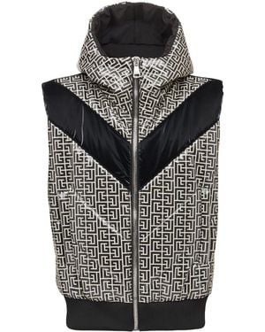 Balmain Monogram-Print Puffer Gilet - Black