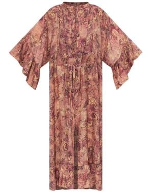 Isabel Marant Graphic-Print Ruffled Dress - Pink