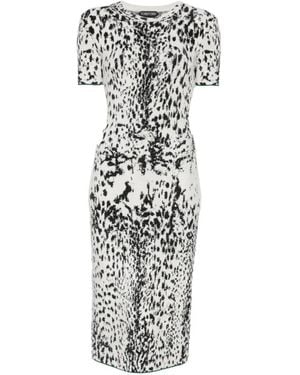 Tom Ford Vestido Con Estampado De Leopardo - Blanco