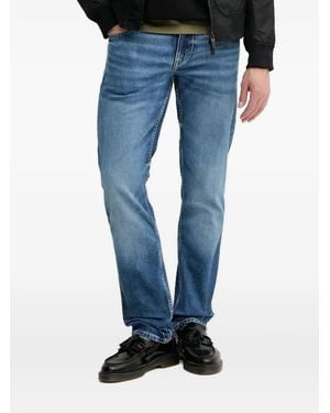 Guess Jeans Dritti Con Logo - Blu