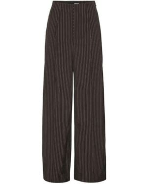 ROTATE BIRGER CHRISTENSEN Pinstripe Wide-Leg Pants - Brown