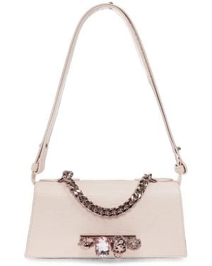 McQueen Mini Jewelled Croc-Effect Shoulder Bag - Pink