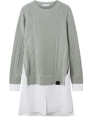 Stella McCartney Hybrid Knit Shirt Jumper Dress - Grey