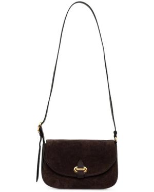 Pollini Fence Suede-Leather Crossbody Bag - White