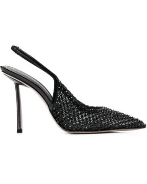 Le Silla Gilda Mesh-Panel Court Shoes - Black