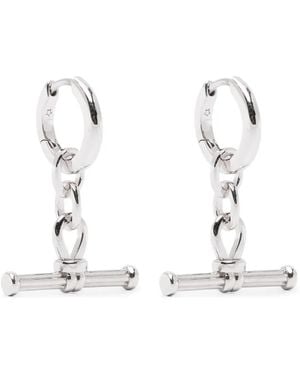 Missoma Ridge T-Bar Drop Hoop Earrings - White