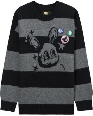 Mini Cream Maglione A Righe - Nero