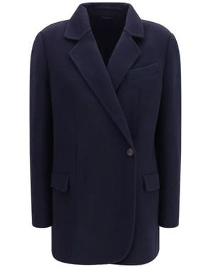 Brunello Cucinelli Single-Breasted Merino Wool Jacket - Blue