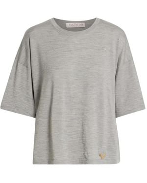 Valentino Garavani V-Logo Plaque T-Shirt - Grey
