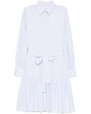 GANT Vestido corto a rayas con cinturón - Blanco