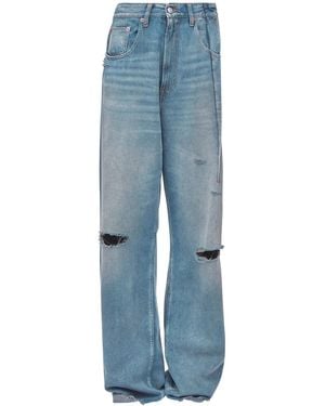 MM6 by Maison Margiela Wide-Leg Denim Cotton Jeans - Blue