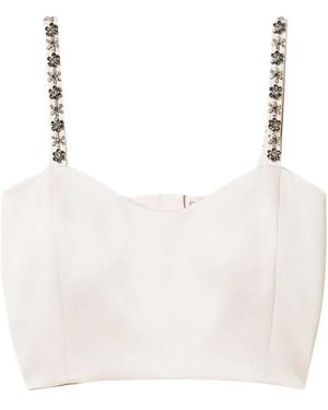 Twinset Duchesse Cropped Top With Embroidery - White
