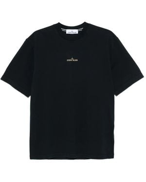 Stone Island T-Shirt mit Logo-Stickerei - Schwarz