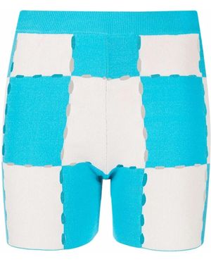 Jacquemus Gelato Checked Cotton-blend Shorts - Blue
