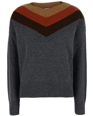 Jucca Chevron-Knit V-Neck Sweater - Black