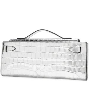 Veronica Beard Dash Leather Clutch Bag - Metallic