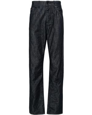BOSS Halbhohe Straight-Leg-Jeans - Blau