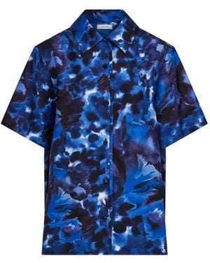 Ferragamo Camicia A Maniche Corte Con Stampa - Blu