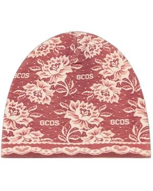 Gcds Gothic Floral-Print Beanie Hat - Red