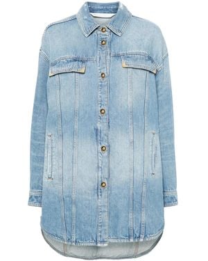 Palm Angels Washed-Logo Denim Jacket - Blue