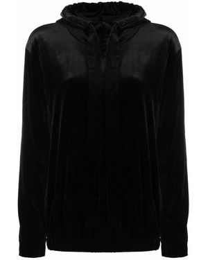 Norma Kamali Long-Sleeve Hoodie Top - Black