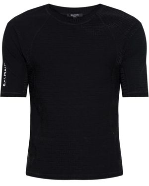 Balmain Geometric-Pattern Short-Sleeve T-Shirt - Black